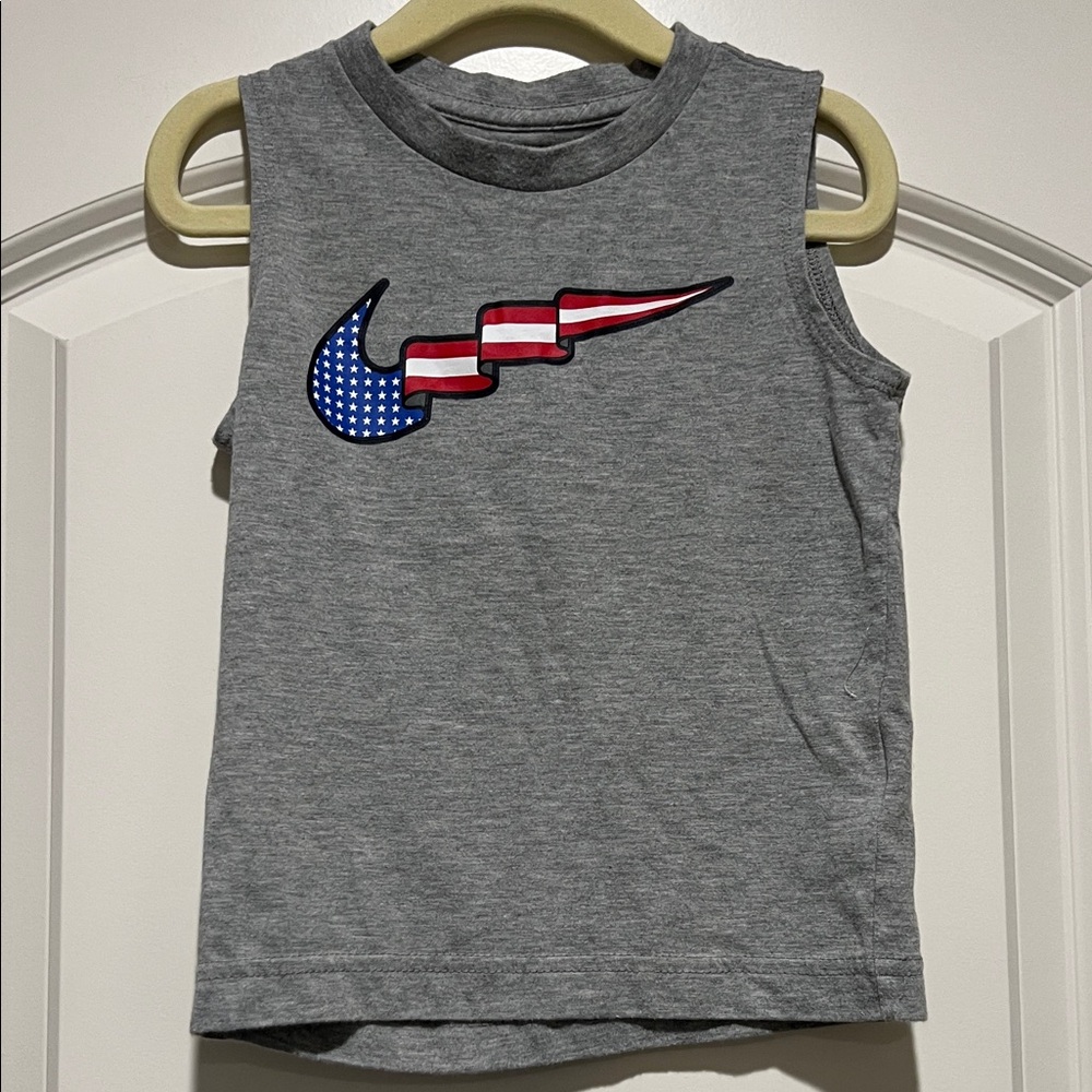 Nike | (3T) Gray Tank Top with American Flag Swoosh